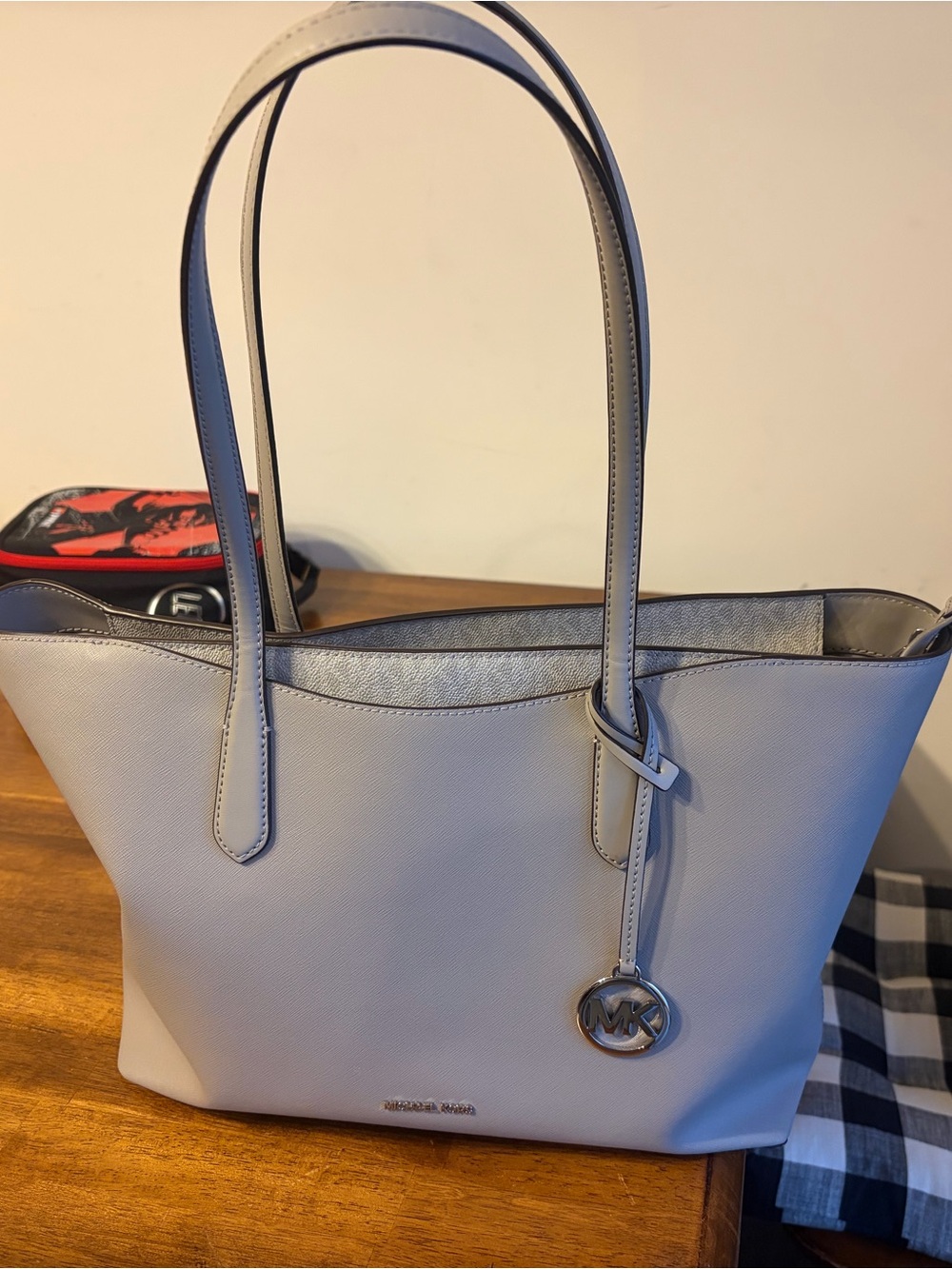 Michael Kors Pebbled Leather Tote in Light Gray
